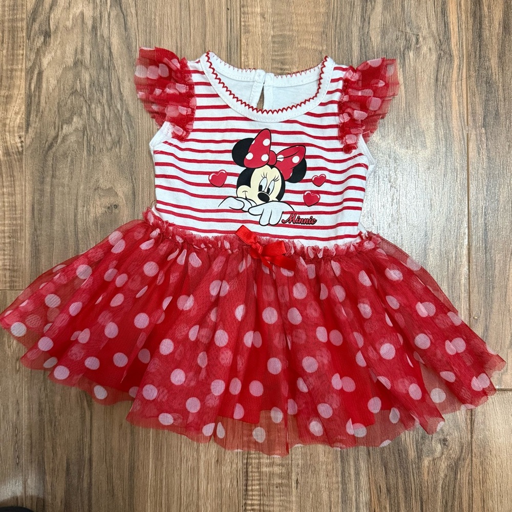 Disney Minnie Mouse Baby Girl Red & White Costume Dress Infant 0-3 Months